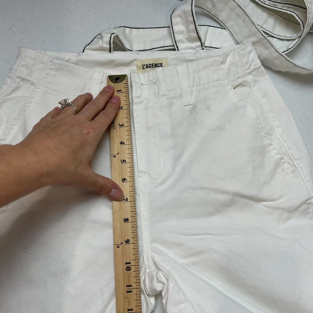 L'Agence Womens White Jeans 25 Suspenders Straight High Rise - Picture 10 of 12